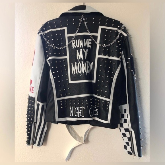 AZALEA WANG RUN ME MY MONEY STUDDED MOTO JACKET - Picture 2 of 12